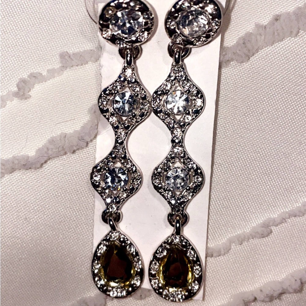 🩷925 Dangling Earrings Natural Yellow stone! brand new🩷